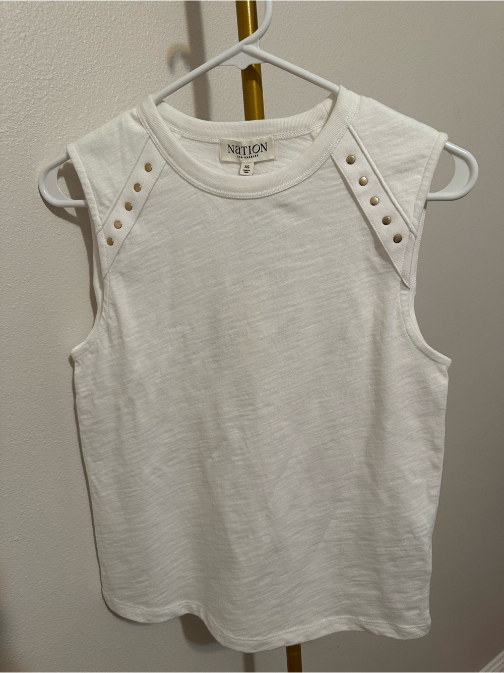 Nation LTD White Tank with Gold Studs